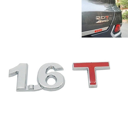 3D Universal Decal Chromed Metal 1.6T Car Emblem Badge Sticker Car Trailer Gas Displacement Ident...