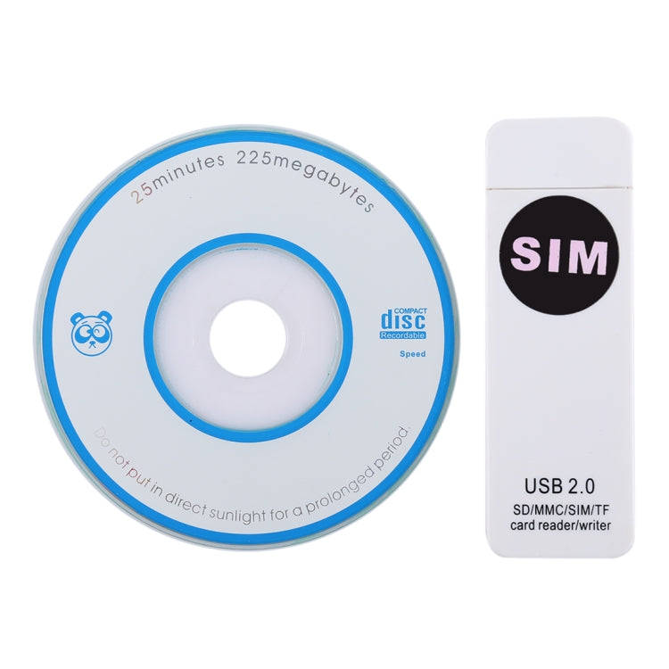 USB Universal Card Reader, Support SD / MMC /SIM / TF Card(White)