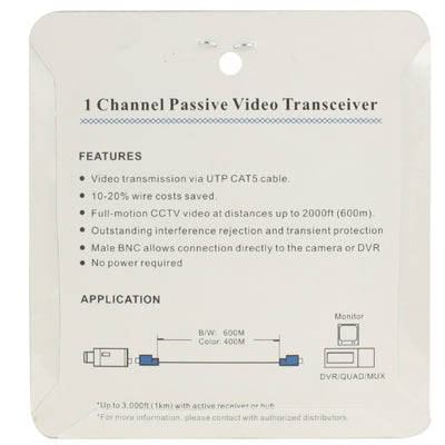 2 PCS 1 Channel Passive Video Transceiver