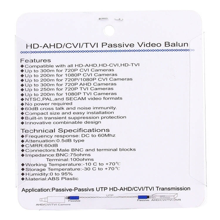 2 PCS 202P-HD Enhanced Version Coaxial CVI/TVI/AHD 1CH Passive Transceiver Video Balun