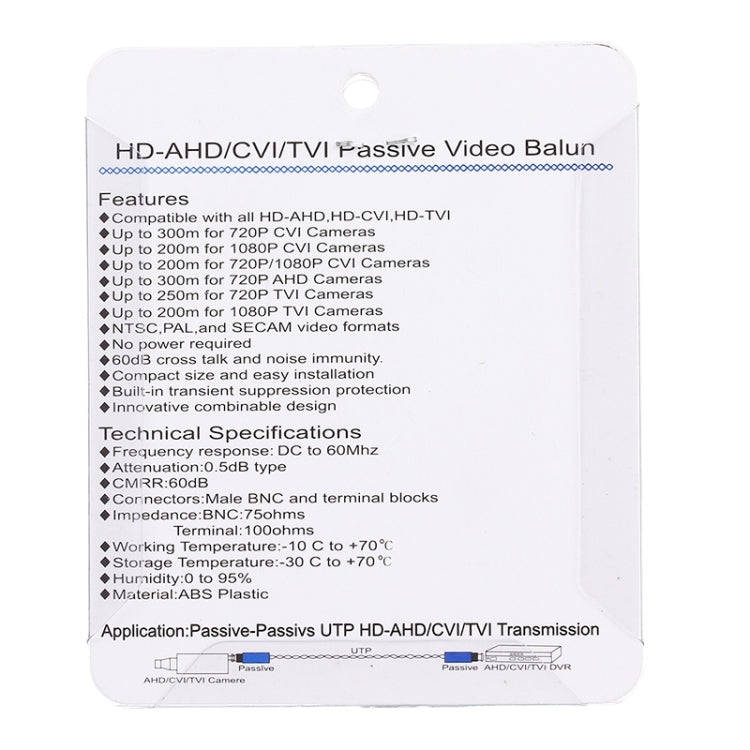 2 PCS HD 202E Enhanced Version Coaxial CVI/TVI/AHD 1CH Passive Transceiver Video Balun