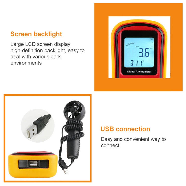 Digital Anemometer (Measurement items: Air Velocity, Air Temperature)(Red)