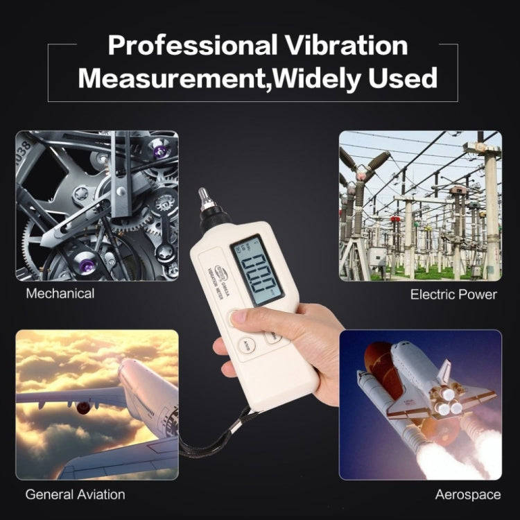 BENETECH GM63A Vibration Meter Digital Tester Vibrometer Analyzer Acceleration Velocity(White)
