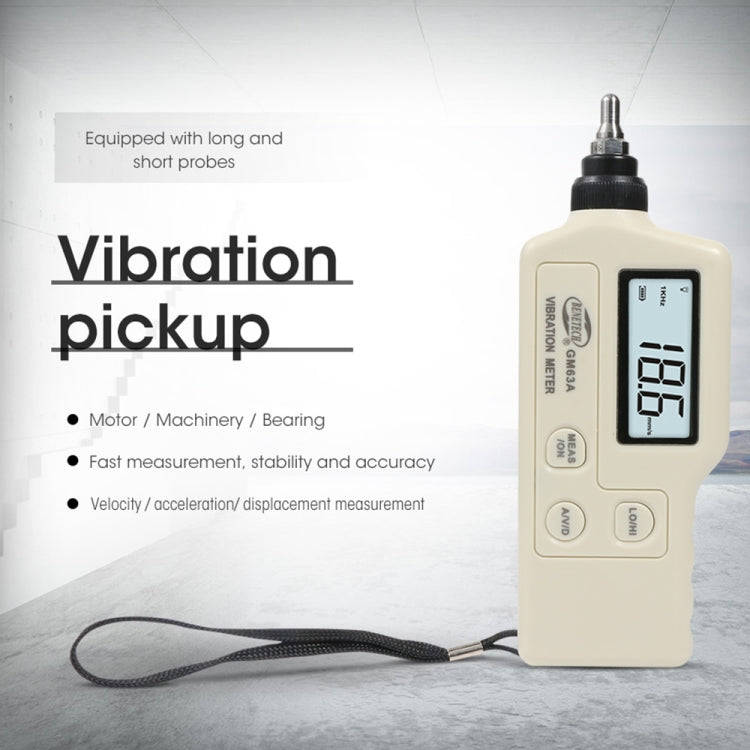 BENETECH GM63A Vibration Meter Digital Tester Vibrometer Analyzer Acceleration Velocity(White)