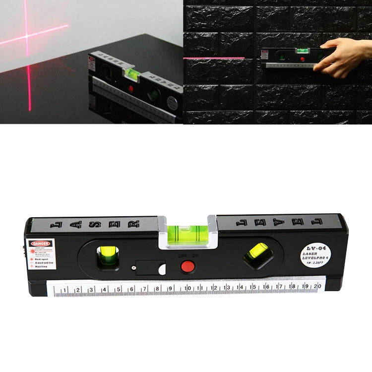 Laser Level with Tape Measure Pro 4 (100cm) / Level Bubbles with LED Light, LV-04(Black)