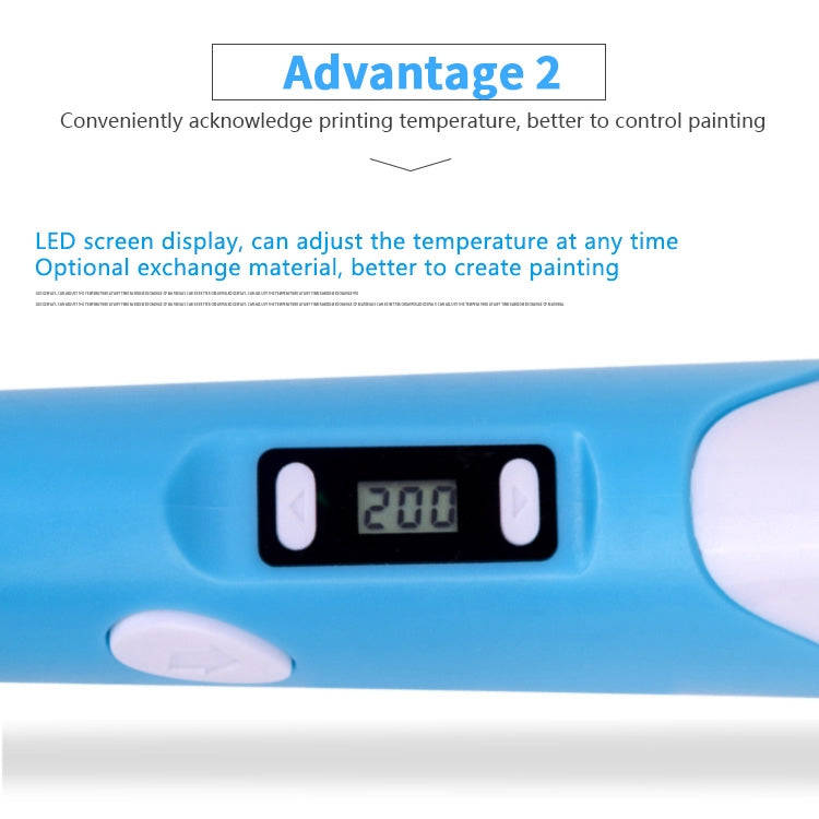 Hand-held 3D Printing Pen, EU Plug(Blue)