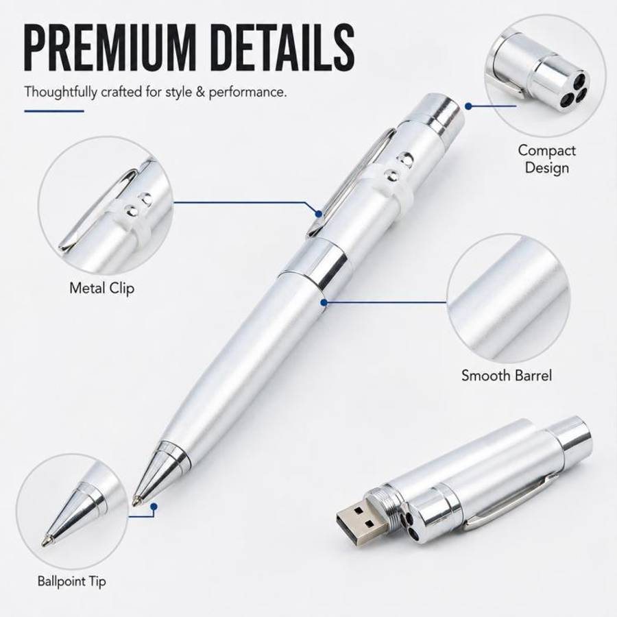 3 in 1 Laser Pen Style USB Flash Disk, Silver (8GB)