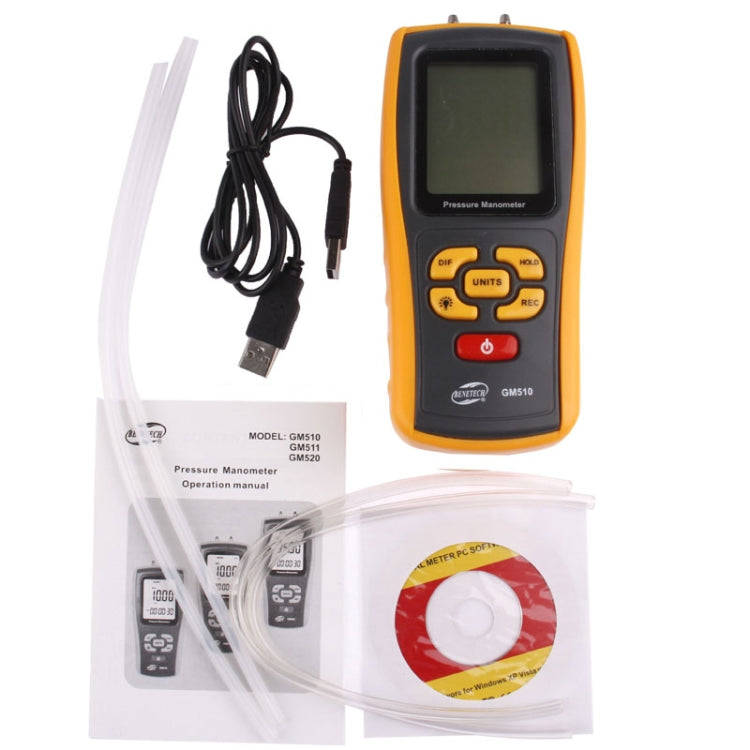 BENETECH GM510 LCD Display Pressure Manometer(Yellow)