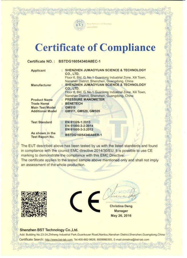 BENETECH GM510 LCD Display Pressure Manometer(Yellow)