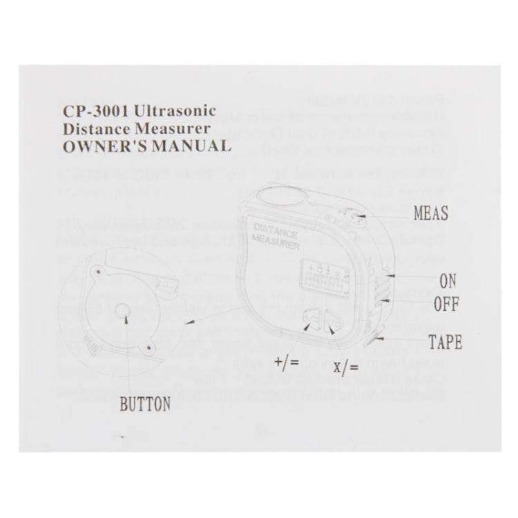 CP-3001 Ultrasonic Distance Measurer Laser Point with 1m Tape Measurer