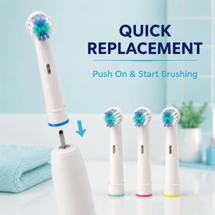 4 PCS/Pack Electric Toothbrush Replacement Heads, Soft Bristles for Deep Cleaning and Gum Care(Wh...