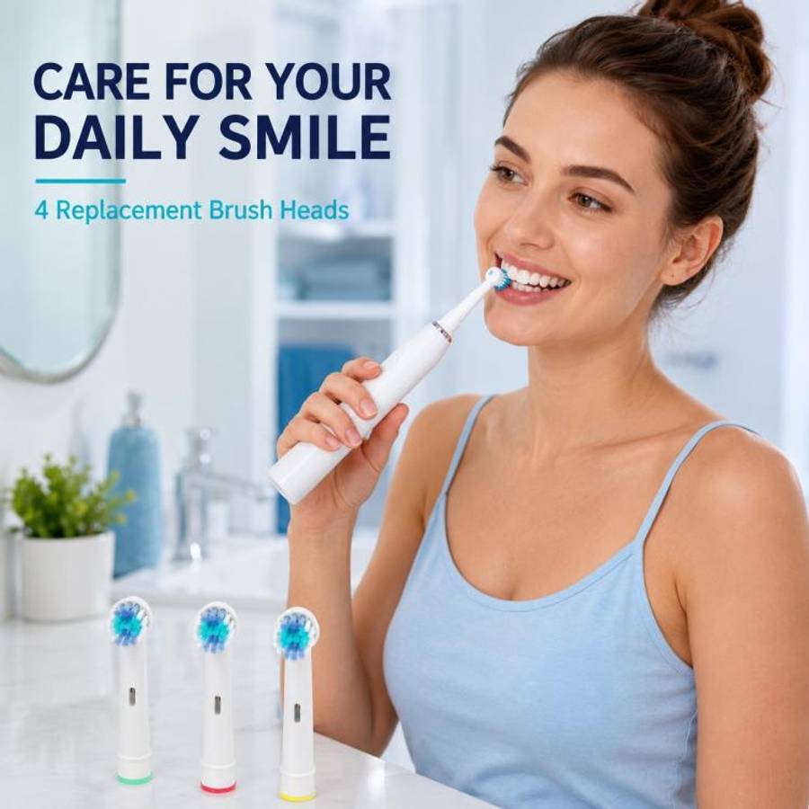 4 PCS/Pack Electric Toothbrush Replacement Heads, Soft Bristles for Deep Cleaning and Gum Care(Wh...