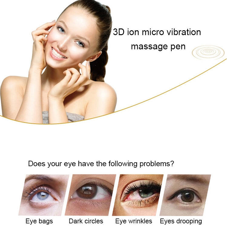 HYJ-825 Eye Care Massager Eyes Wrinkle Removing Pen Ion Vibration Beauty Eye Cream Cosmetic Instr...