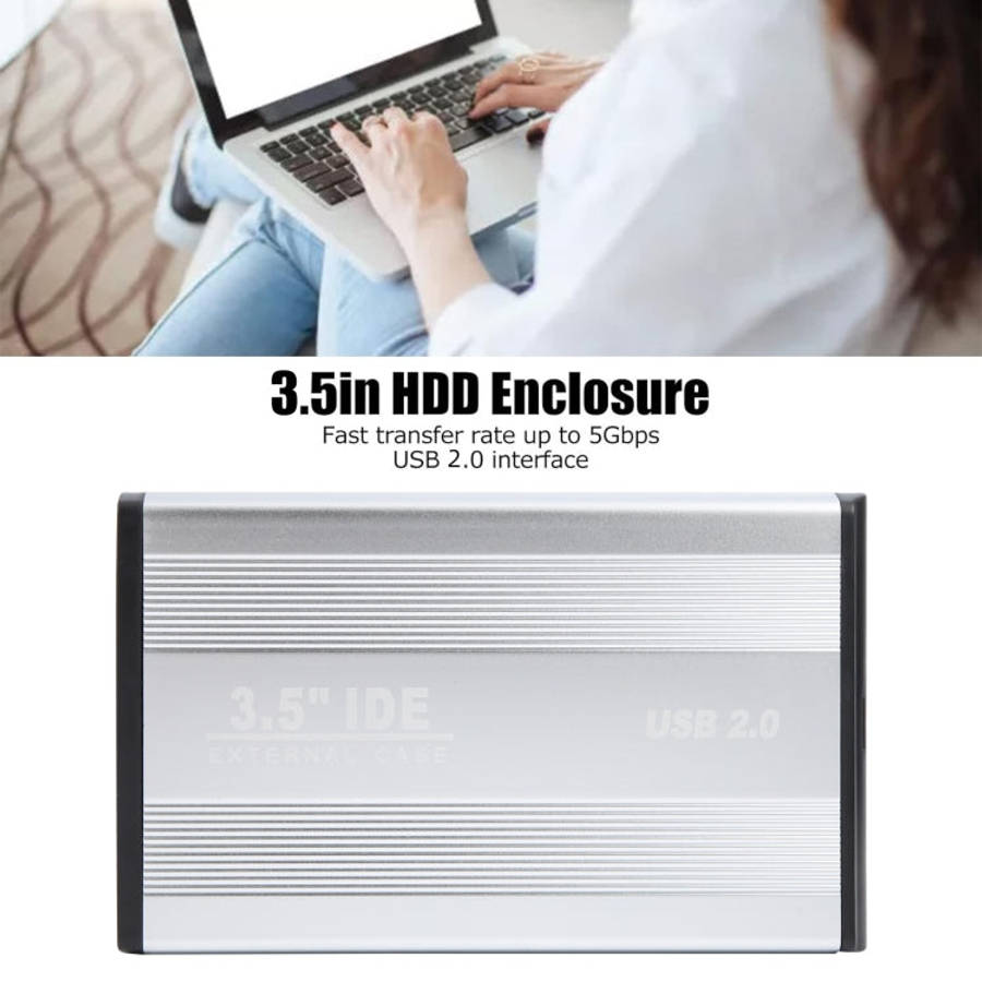 3.5 inch HDD External Case, Support IDE Hard Drive, EU Plug (Silver)