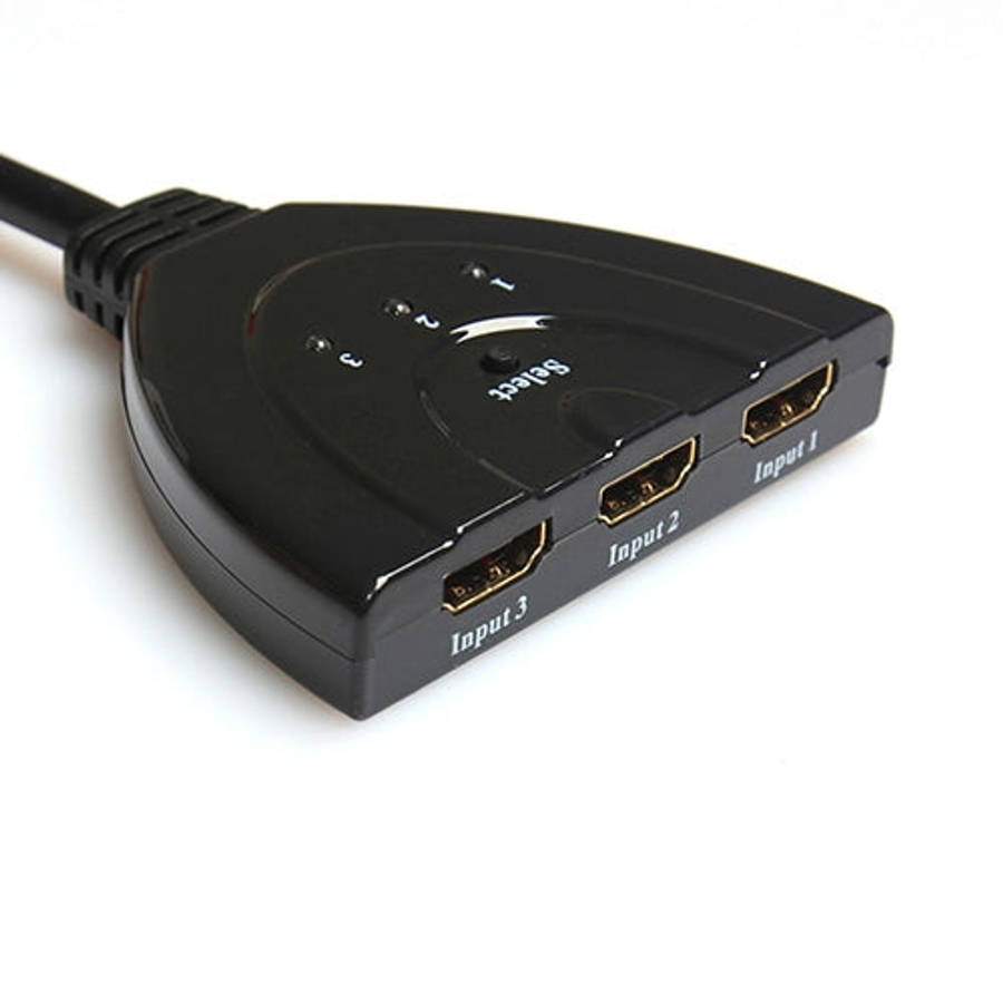 3x1 Pigtail HDMI Switcher Up to 1080P (Gold Plated)(Black)