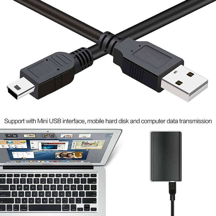 USB 2.0 AM to Mini 5pin USB Cable, Length: 1.5m(Black)