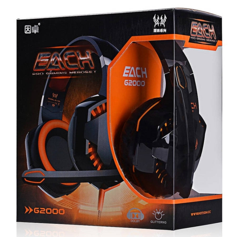 EACH G2000 Over-ear Stereo Bass Gaming Headset with Mic & LED Light for Computer, Cable Length: 2...