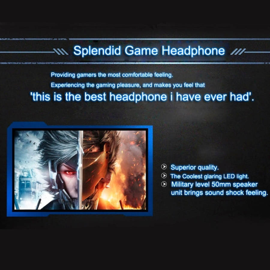 EACH G2000 Over-ear Stereo Bass Gaming Headset with Mic & LED Light for Computer, Cable Length: 2...