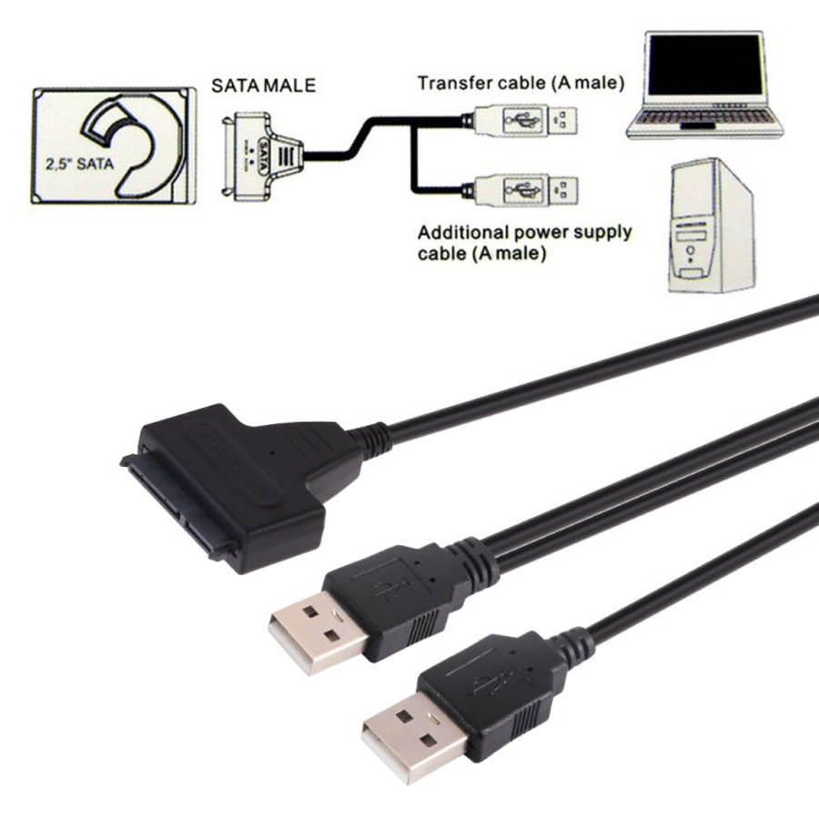 USB 2.0 to 7+15 Pin 22Pin SATA Data Cable Converter Adapter with Box Case for 2.5 / 3.5 Inch Hard...
