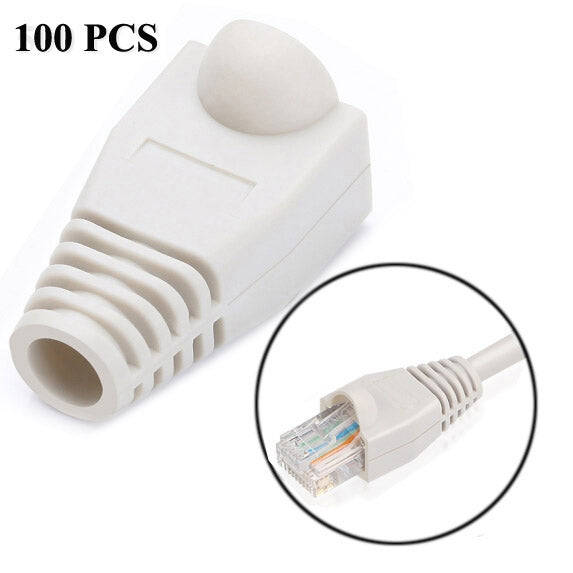 Network Cable Boots Cap Cover for RJ45, White (100 pcs in one packaging , the price is for 100 pc...
