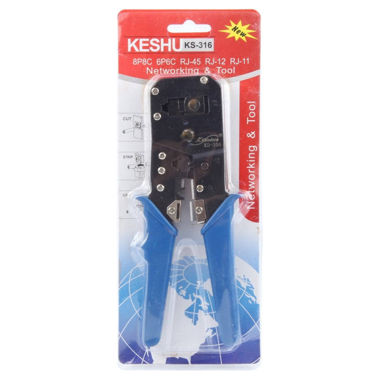 KS-316 RJ45-RJ12-RJ11 Multi-function Networkong Crimping Tool (Blue)