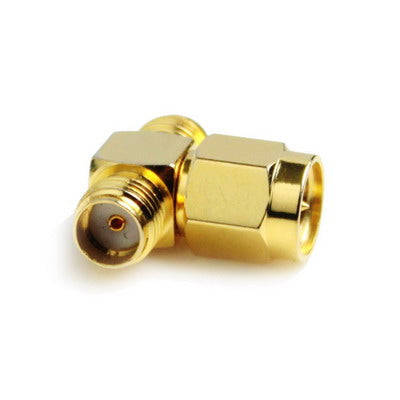 SMA Male to 2 SMA Female Adapter (T Type), Gold Plated(Yellow)
