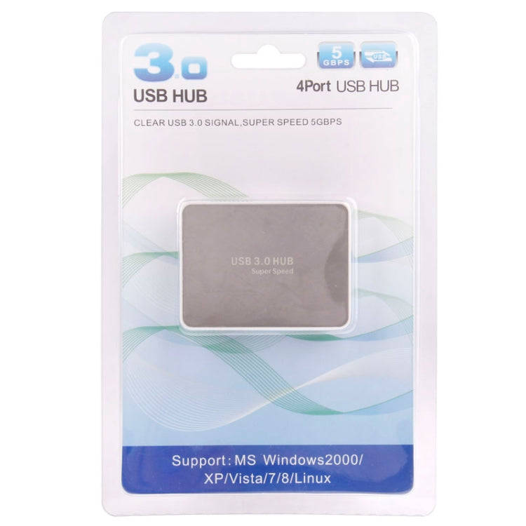 CR-H302 Mirror Surface 4 Ports USB 3.0 Super Speed 5Gbps HUB + 60cm USB 3.0 Transmission Cable(Wh...