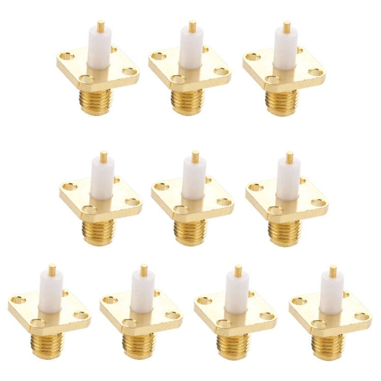 10 PCS Gold Plated SMA Female 4 Holes Chassis Panel Mount Extended Dielectric Solder Connector Ad...