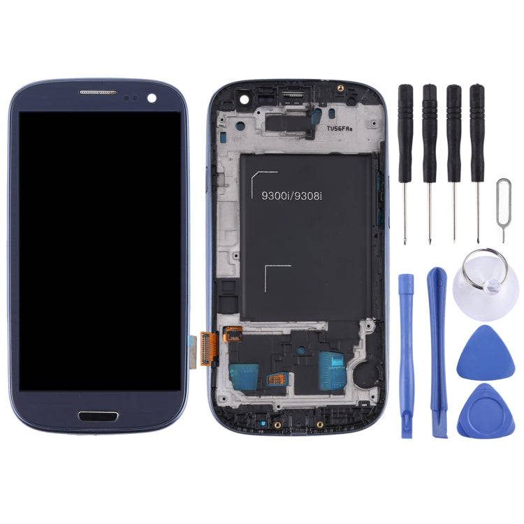 Original Super AMOLED LCD Screen for Samsung Galaxy SIII / i9300 Digitizer Full Assembly with Fra...