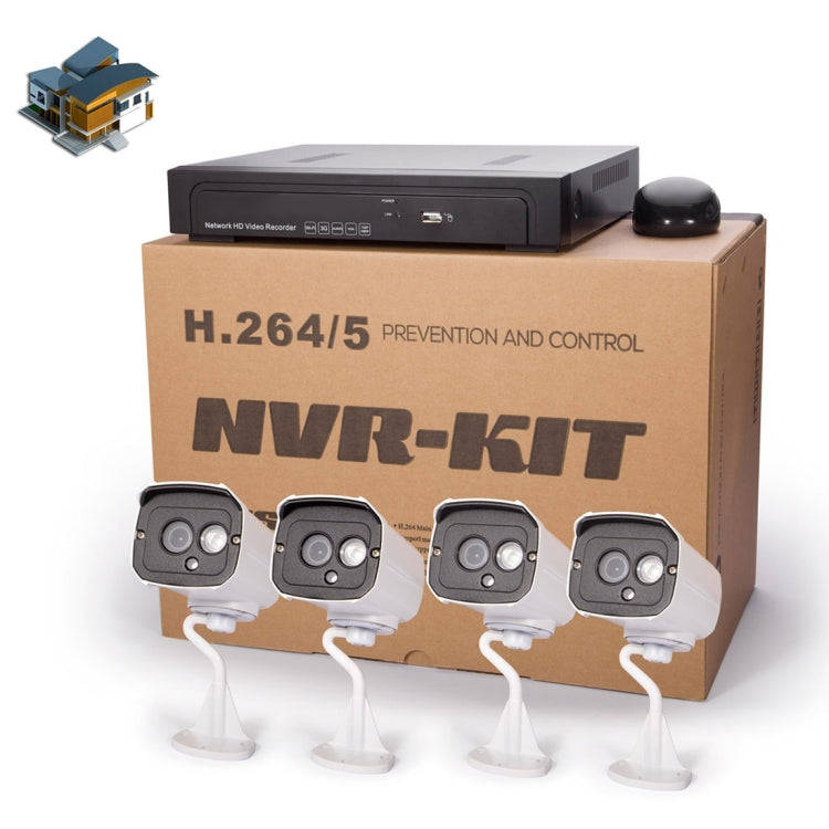 N4B7MPoe 4Ch 720P P2P ONVIF 1.0 Mega Pixel IP Camera NVR Kit, Support Night Vision / Motion Detec...