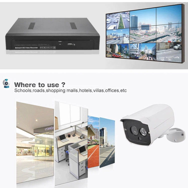 N4B7MPoe 4Ch 720P P2P ONVIF 1.0 Mega Pixel IP Camera NVR Kit, Support Night Vision / Motion Detec...