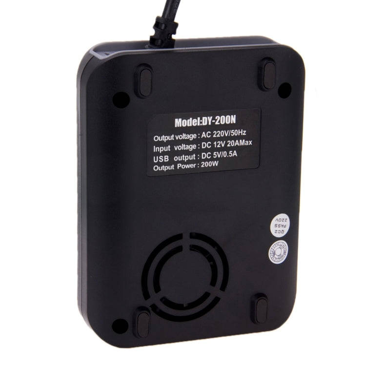 DY-200N, 200W DC 12V to AC Car Power Inverter with 500mA USB Port & EU / US Power Socket(Black)