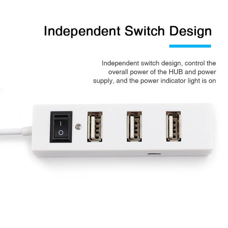 4 Ports USB HUB 2.0 USB Splitter Adapter with Switch(White)