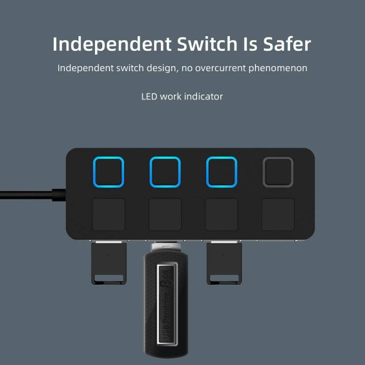 4 Ports USB 2.0 HUB with 4 Switch(White)