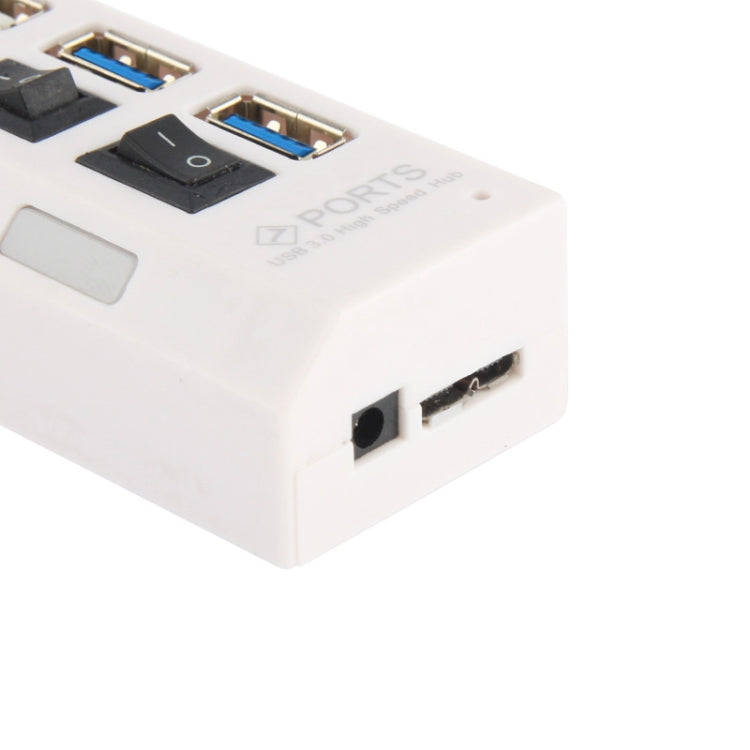 7 Ports USB 3.0 HUB, Super Speed 5Gbps, Plug and Play, Support 1TB(White)