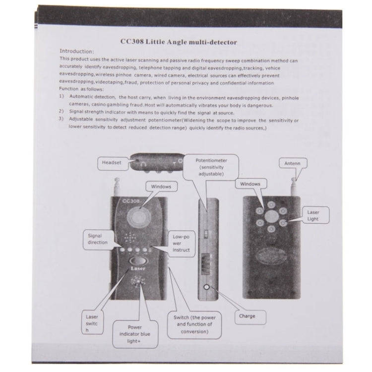 CC308+ Multi Wireless Camera Lens Detector Radio Wave Signal Detect Full-range RF GSM Device Find...