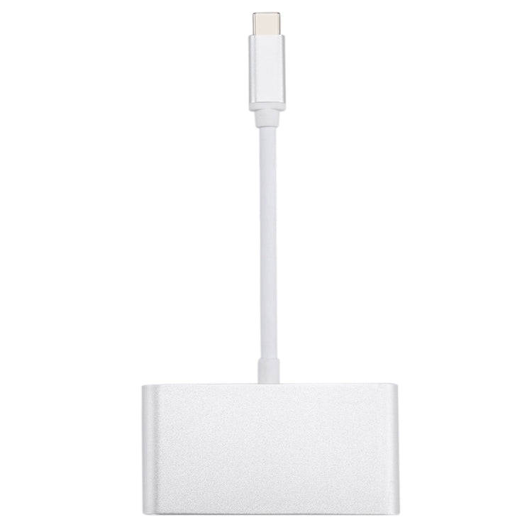 4 in 1 3 x USB 3.0 Ports & USB-C / Type-C Female to USB-C / Type-C Male Hub Splitter Adapter(Silver)