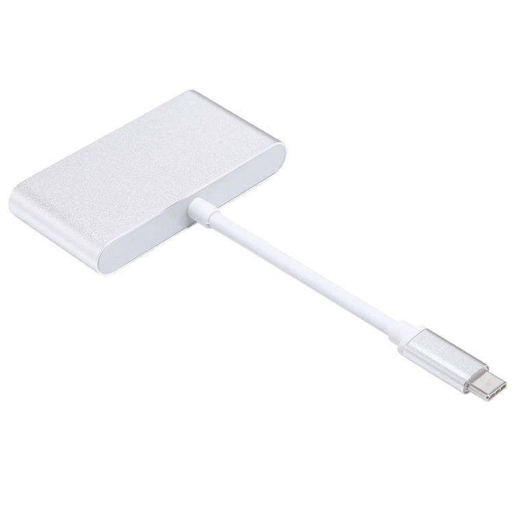 4 in 1 3 x USB 3.0 Ports & USB-C / Type-C Female to USB-C / Type-C Male Hub Splitter Adapter(Silver)
