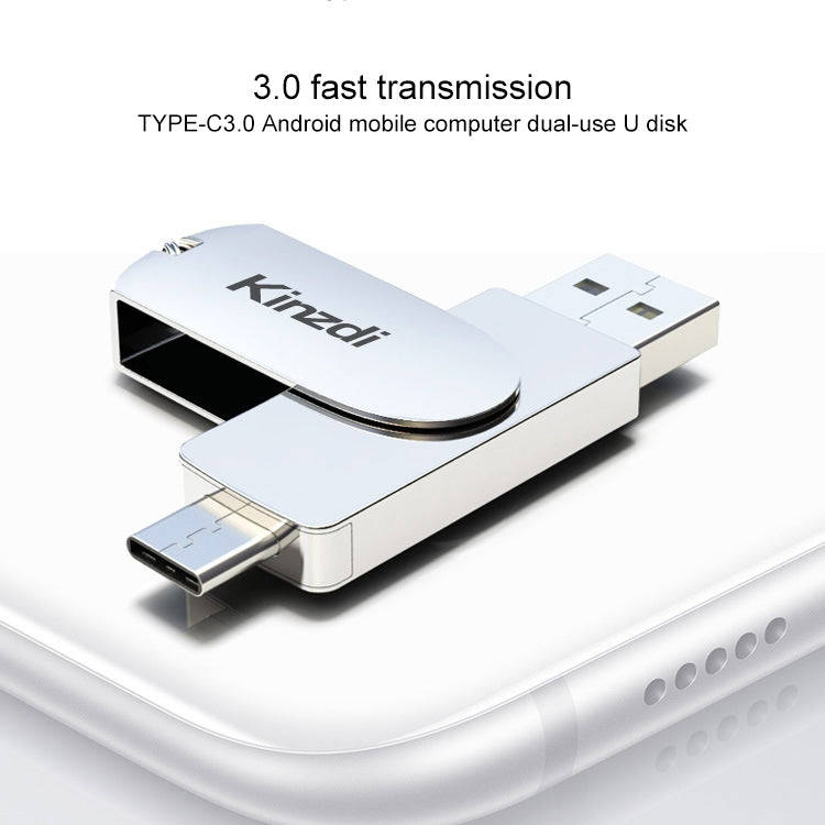 Kinzdi 64GB USB 3.0 + Type-C 3.0 Interface Metal Twister Flash Disk V11 (Rose Gold)