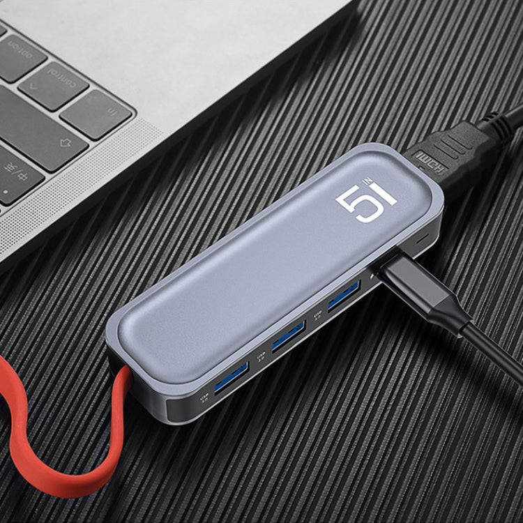 ROCK RT16 5 In 1 Type-C / USB-C to HDMI + 4 USB 3.0 Multi-function Docking Station HUB Converter ...