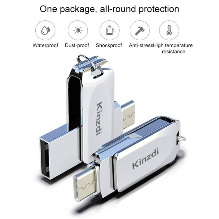Kinzdi 64GB USB + Type-C Interface Metal Twister Flash Disk V8 (Rose Gold)