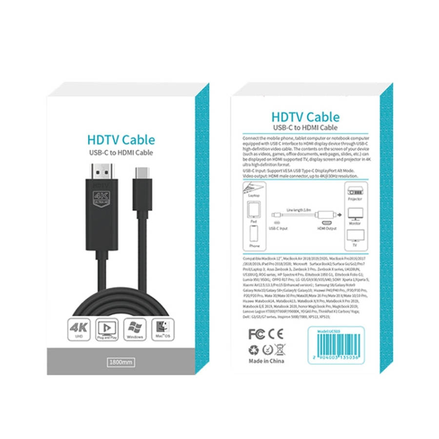 Onten UC503 USB-C / Type-C 4K 30Hz HDTV Cable, Length:1.8m