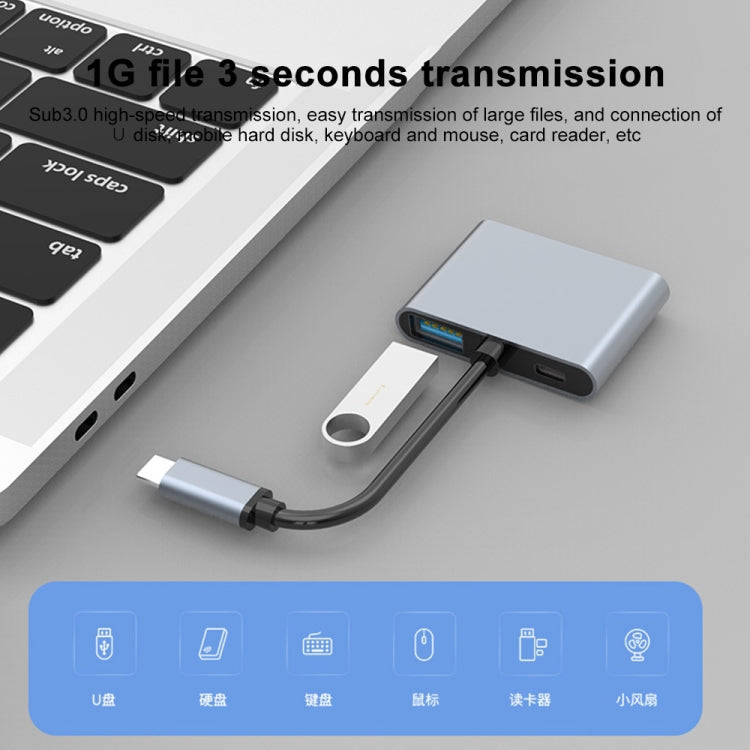 4 in 1 Multifunction USB-C / Type-C to PD USB-C / Type-C +USB 3.0+Dual HDMI HUB Docking Station (...