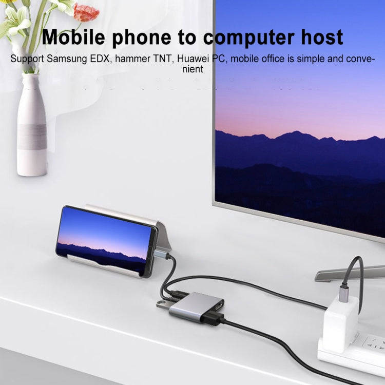 4 in 1 Multifunction USB-C / Type-C to PD USB-C / Type-C +USB 3.0+Dual HDMI HUB Docking Station (...