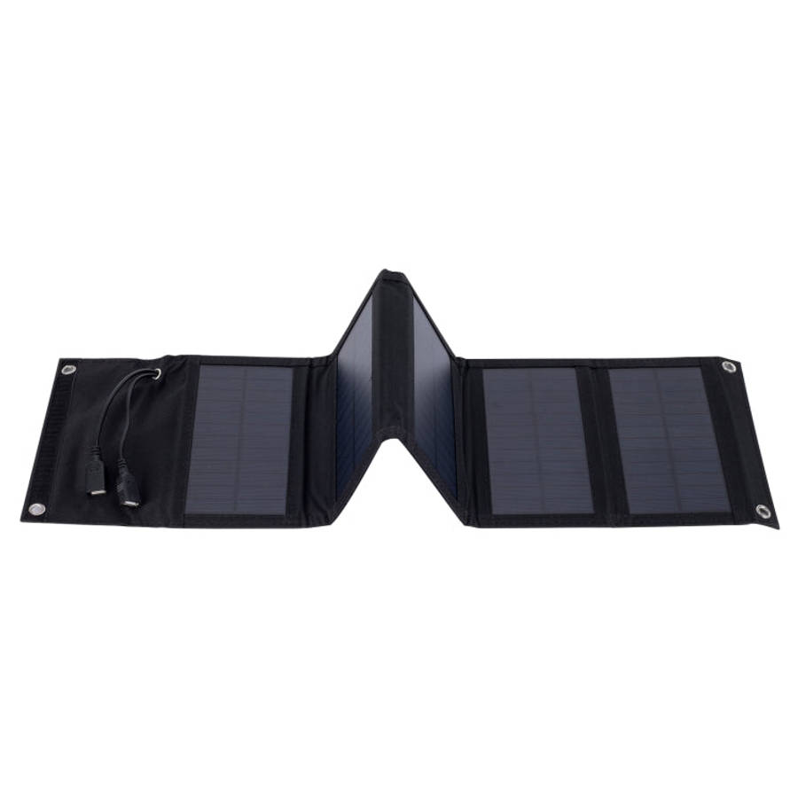 10W Monocrystalline Silicon Foldable Solar Panel Outdoor Charger with 5V Dual USB Ports (Black)
