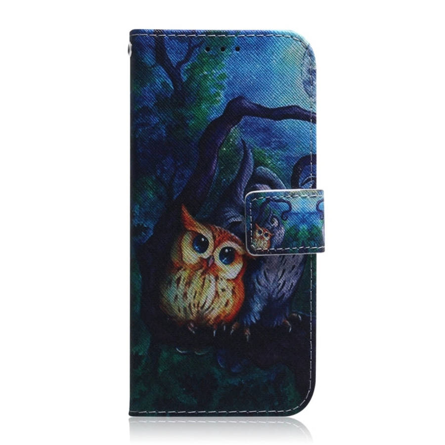 Oil Painting Owl Pattern Coloured Drawing Horizontal Flip Leather Case for Sony Xperia L3, with H...