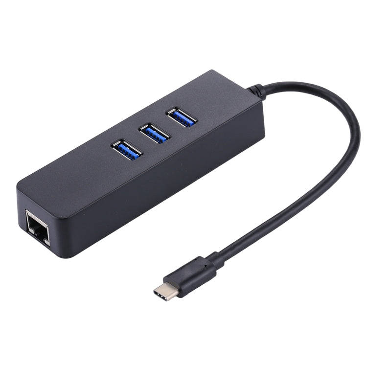 USB-C / Type-C to 3 USB 3.0 Ports HUB + RJ45 High Speed Gigabit Ethernet Adapter Multi-function L...