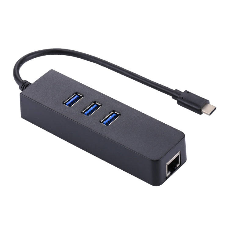 USB-C / Type-C to 3 USB 3.0 Ports HUB + RJ45 High Speed Gigabit Ethernet Adapter Multi-function L...