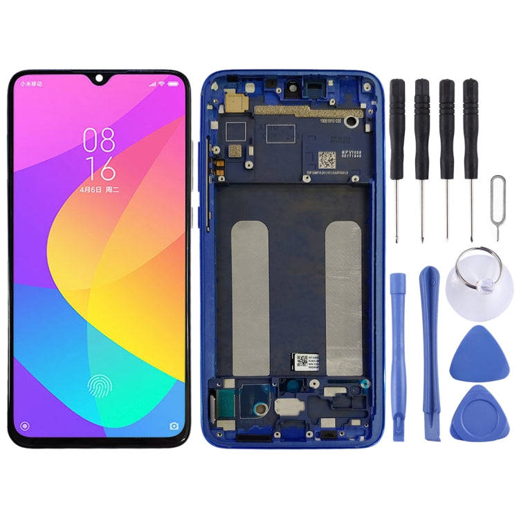 Original LCD Screen for Xiaomi Mi CC9 Digitizer Full Assembly with Frame(Blue)