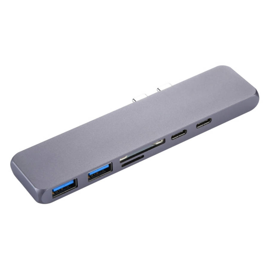 Multi-function Aluminium Alloy Dual USB-C / Type-C HUB Adapter with HDMI Female & 2 x USB 3.0 Por...